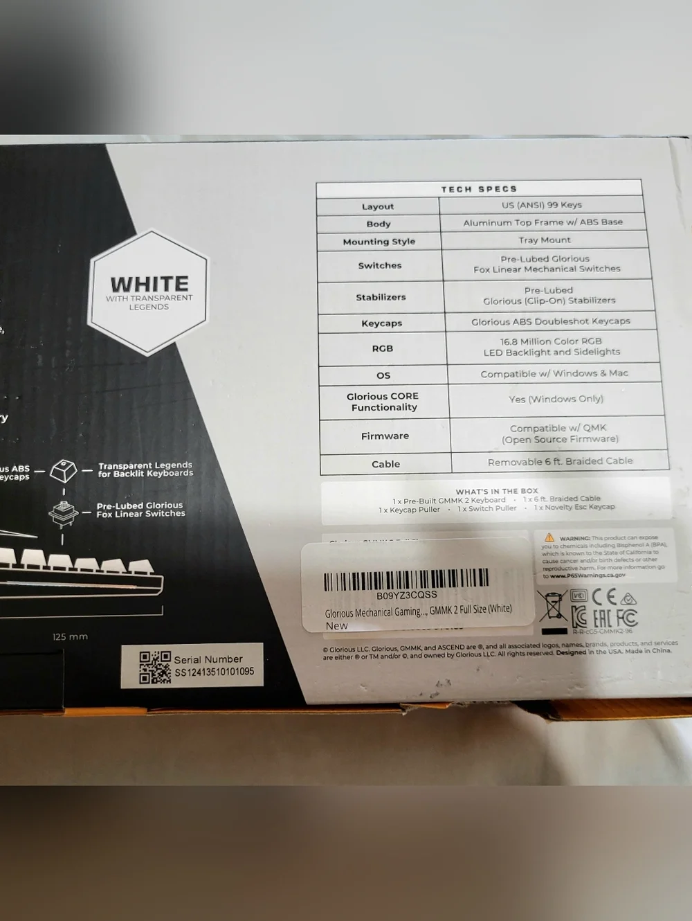 Glorious GMMK2 Keyboard (Full Size) White